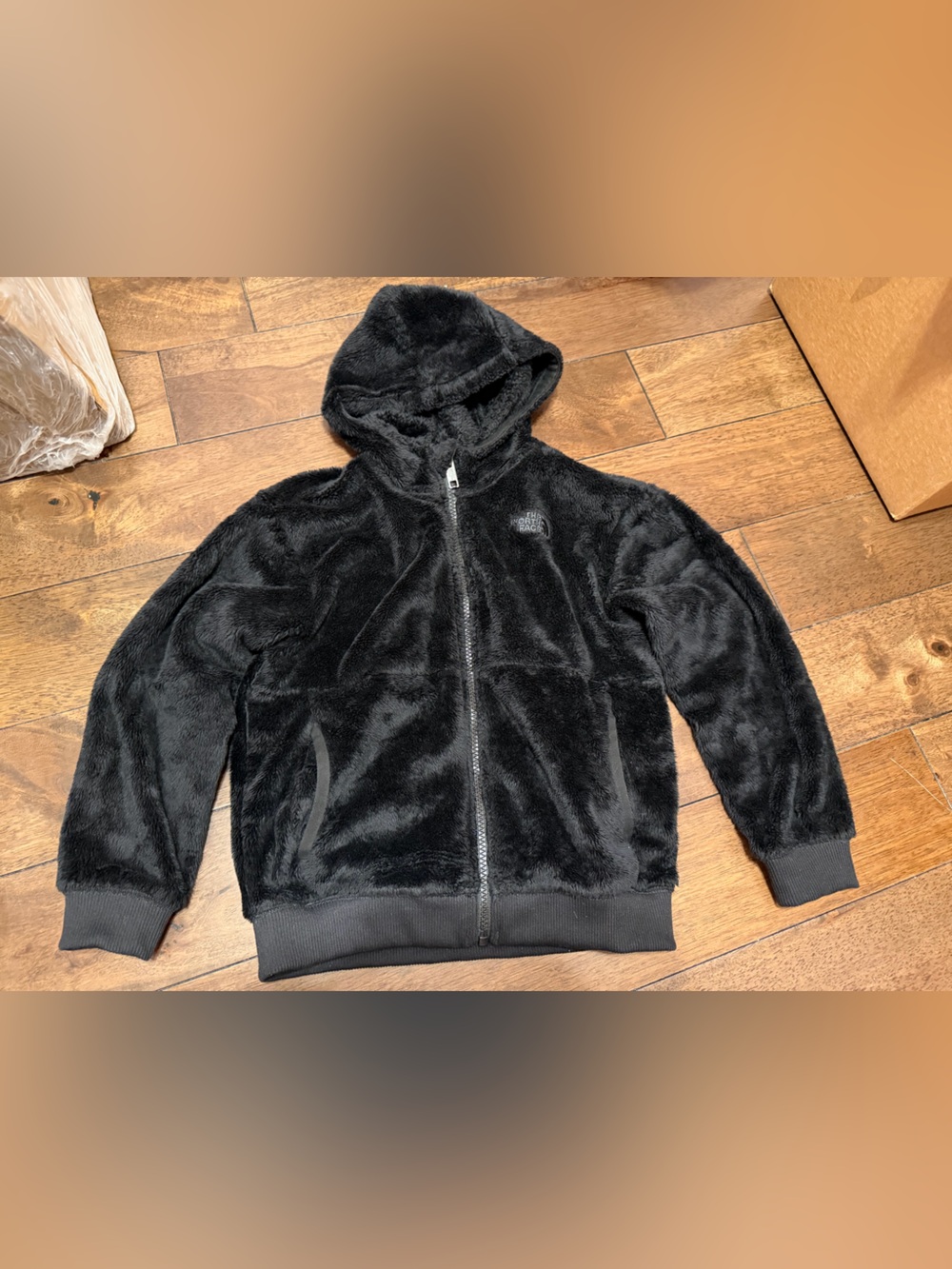 The North Face Kids Black Fuzzy Hooded Zip Jacket